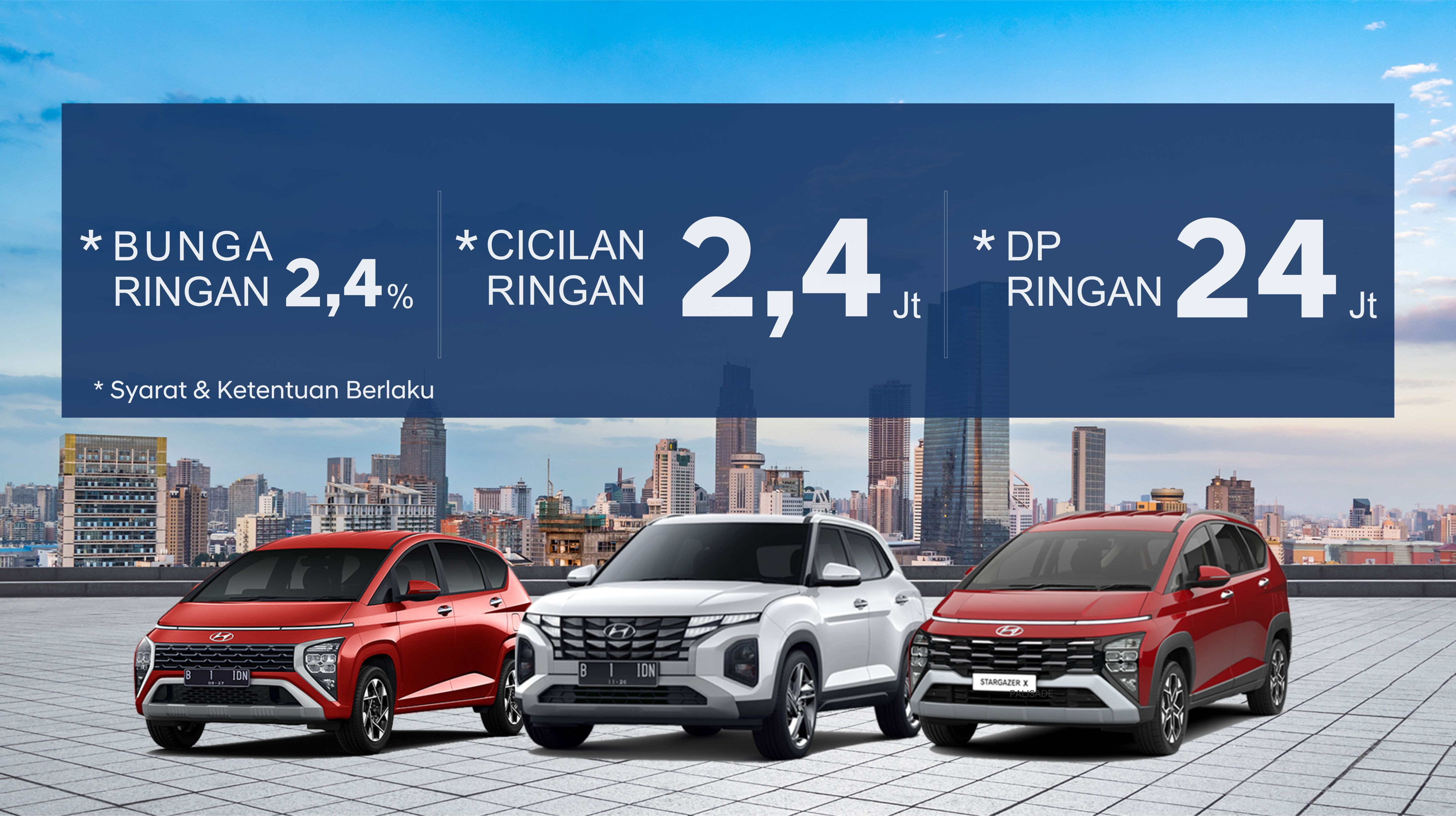 Beli Hyundai Dapatkan Bunga 2,4%, DP 24 Juta Dan Cicilan Ringan 2,4 Juta